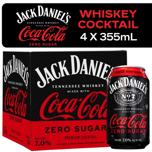 J DANIELS & COKE ZERO CAN 6/4PK 355ML